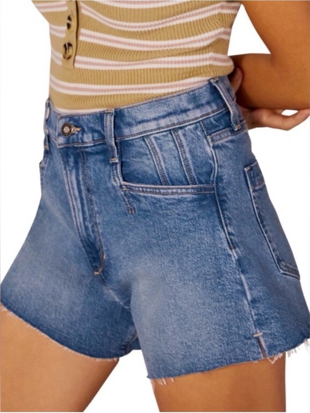 Favorite Daughter The Jordie High Rise Raw Hem Denim Cutoff Short 28